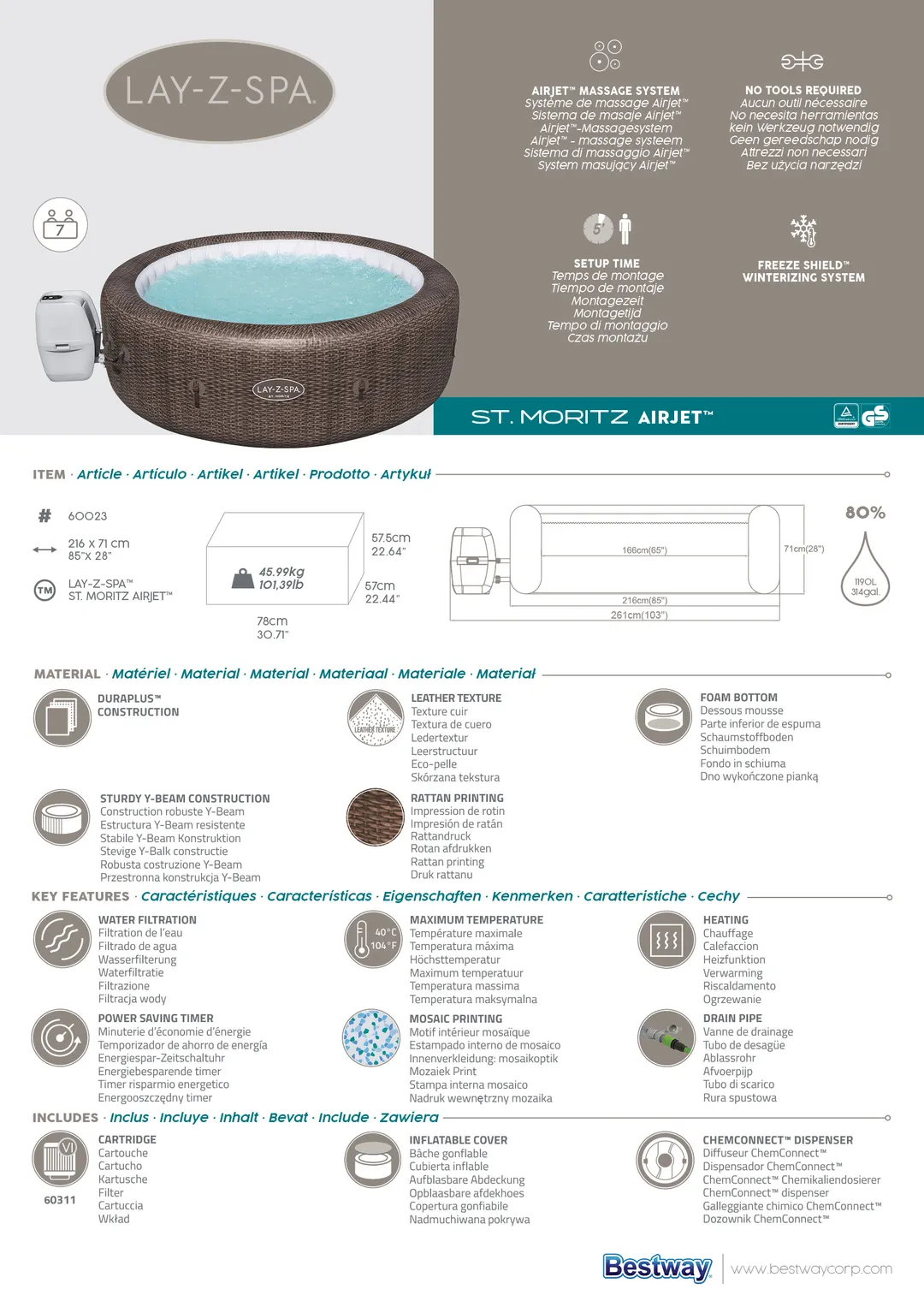 Spa gonflable Lay-Z-Spa St Moritz Airjet™ – Image 6