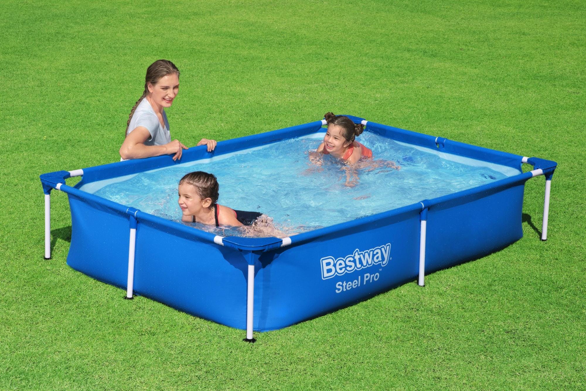 Piscine hors sol rectangle Steel Pro™ 221 x 150 x 43 cm bleu clair – Image 4