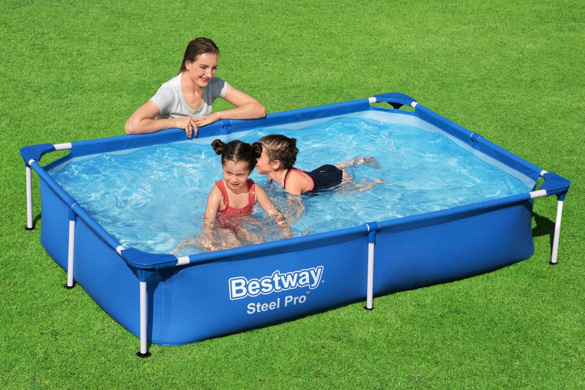 Piscine hors sol rectangle Steel Pro™ 221 x 150 x 43 cm bleu clair – Image 5