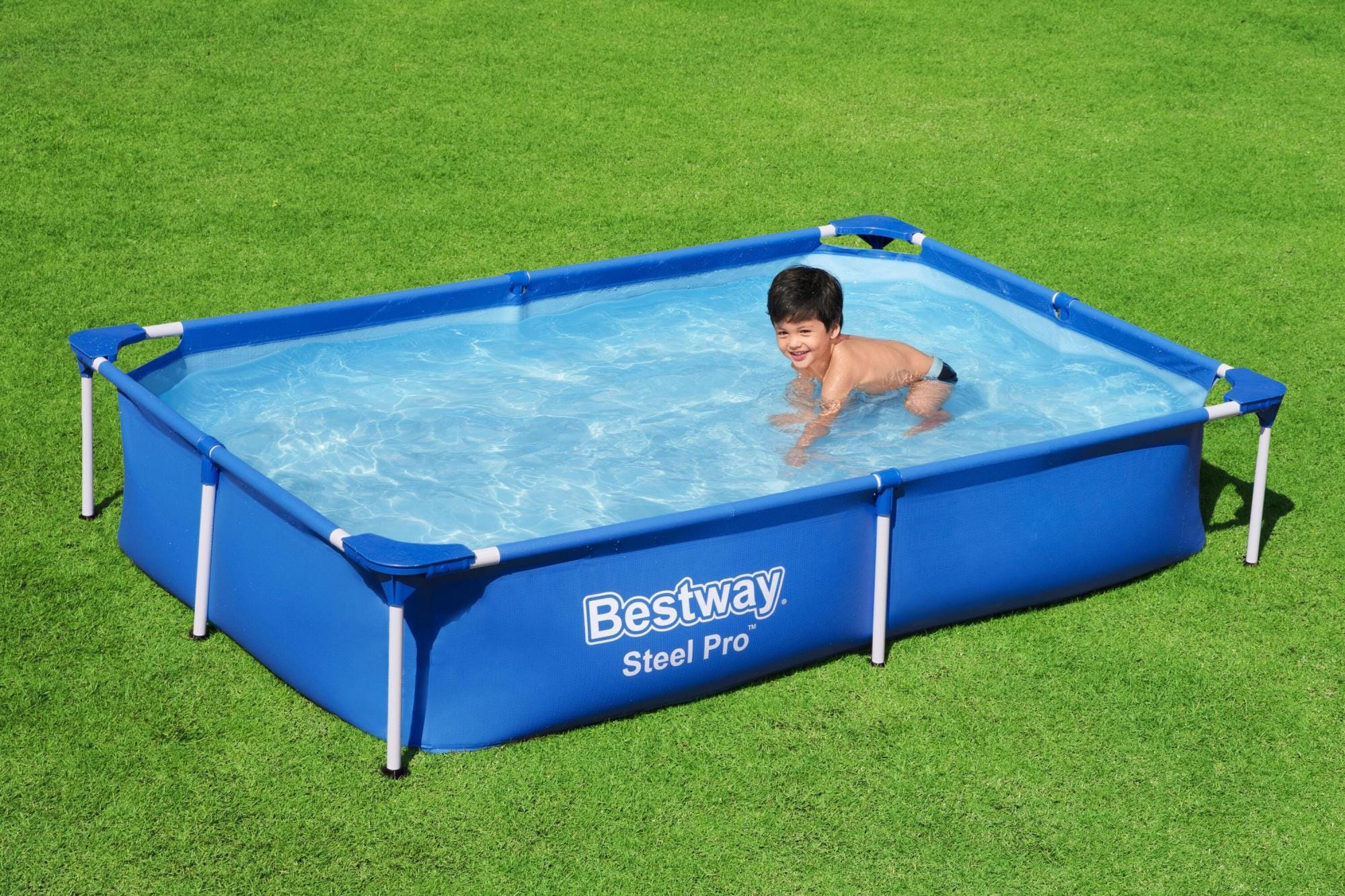 Piscine hors sol rectangle Steel Pro™ 221 x 150 x 43 cm bleu clair – Image 6