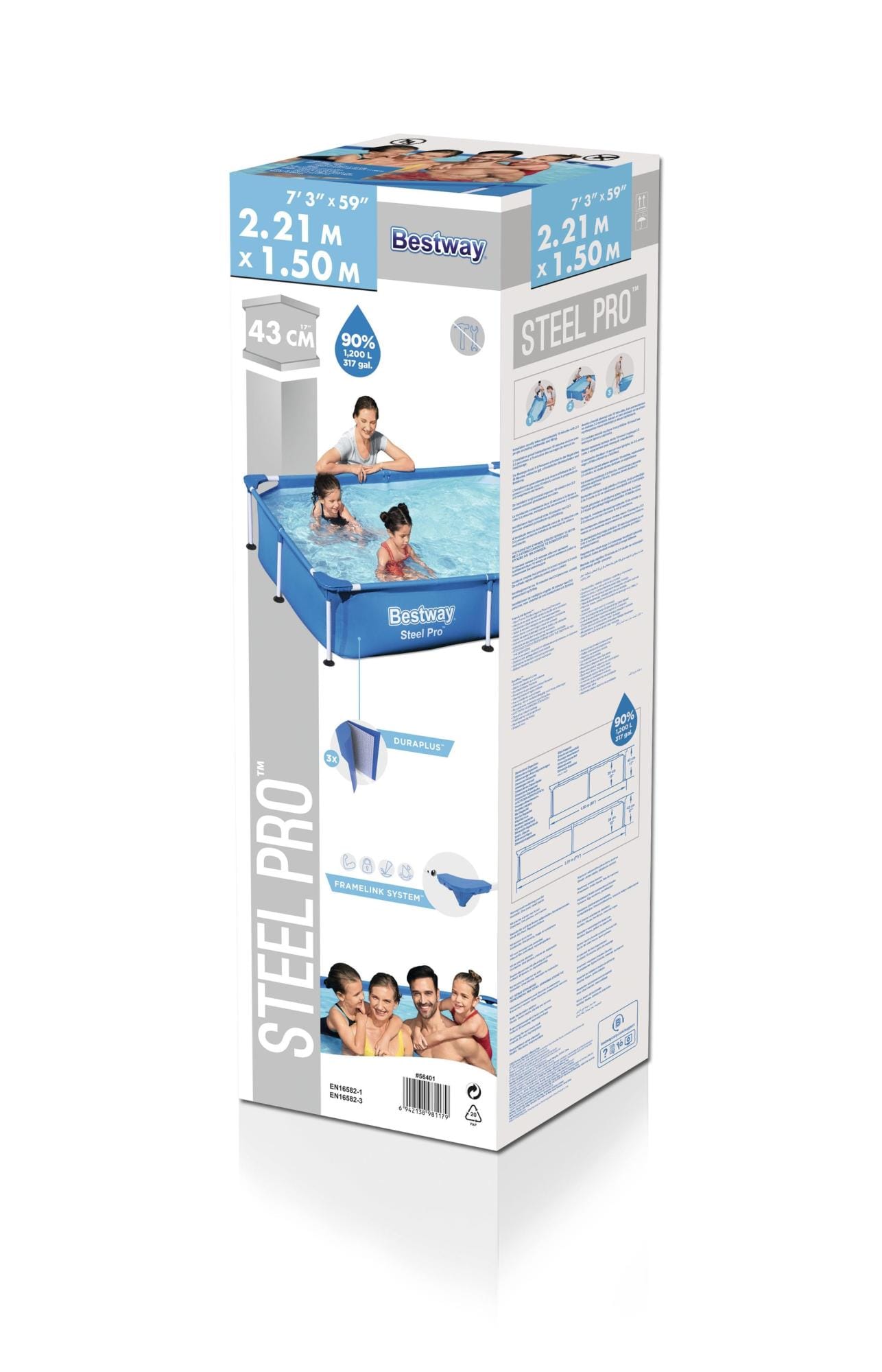 Piscine hors sol rectangle Steel Pro™ 221 x 150 x 43 cm bleu clair – Image 10