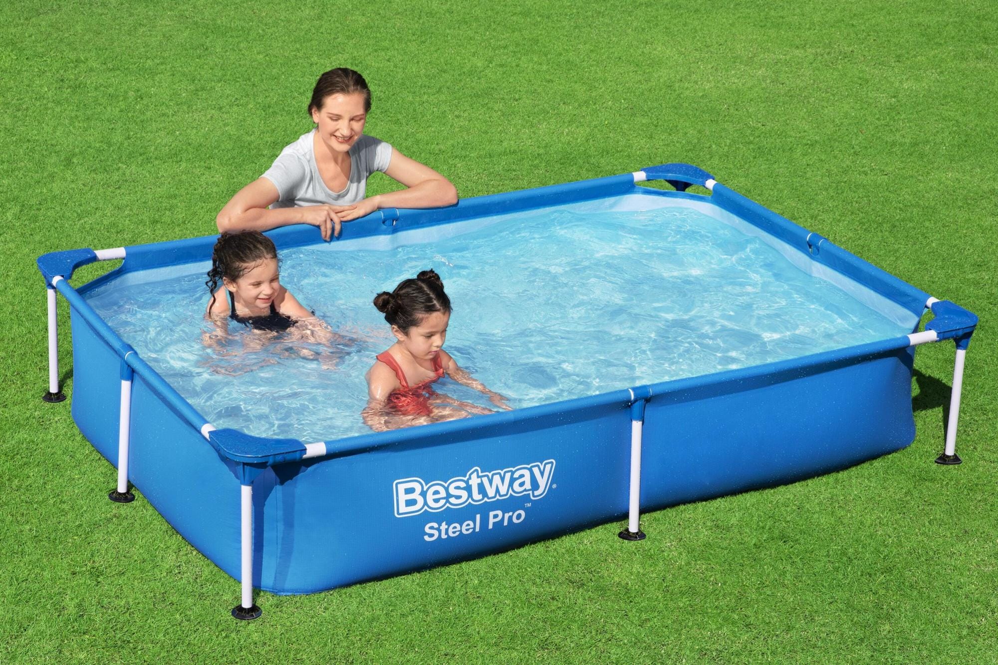 Piscine hors sol rectangle Steel Pro™ 221 x 150 x 43 cm bleu clair – Image 3