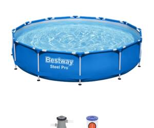 Piscine hors sol ronde Steel Pro 366 x 76 cm bleu clair
