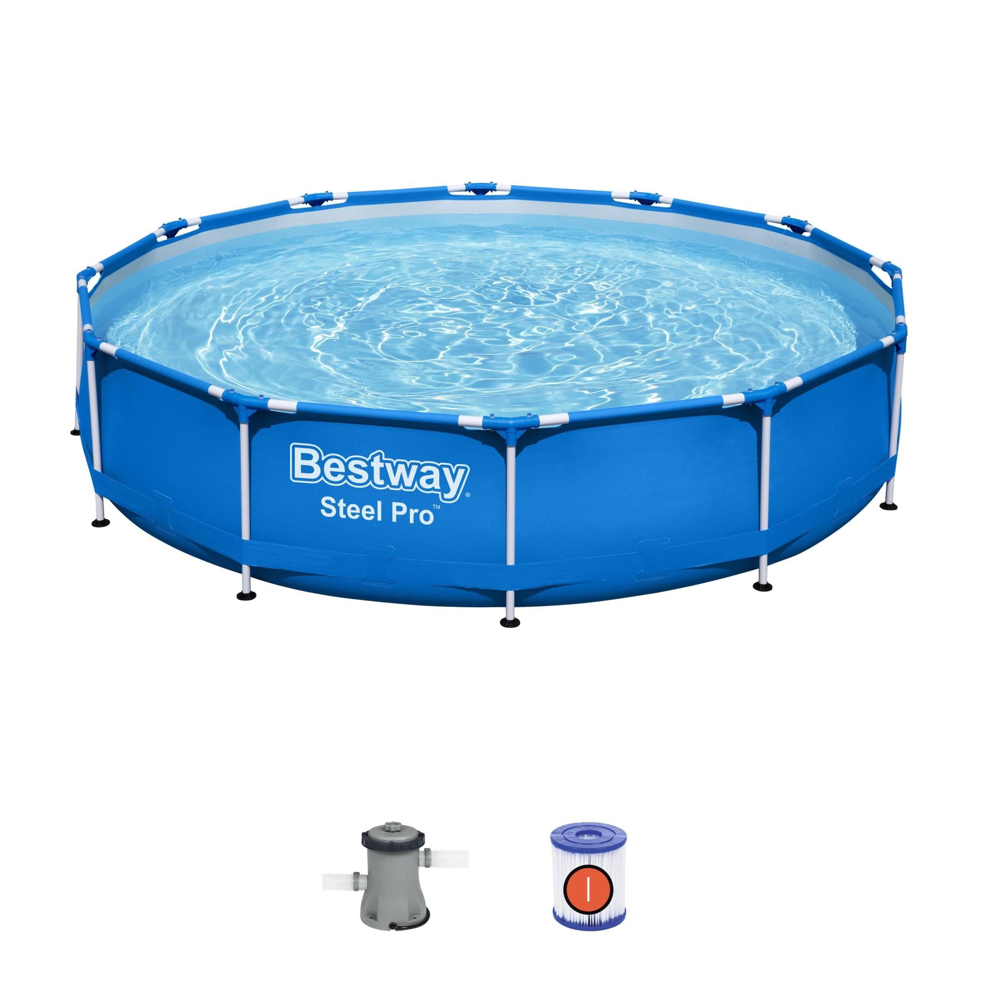 Piscine hors sol ronde Steel Pro 366 x 76 cm bleu clair